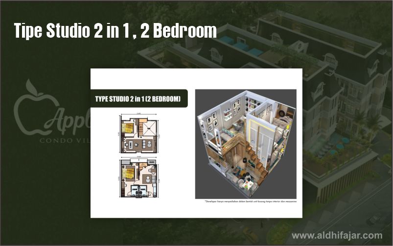 Apple Condo Villa, Investasi Properti Mewah dan Strategis 3 Jenis Tipe Apple Residence Condo Villa tipe studio 2