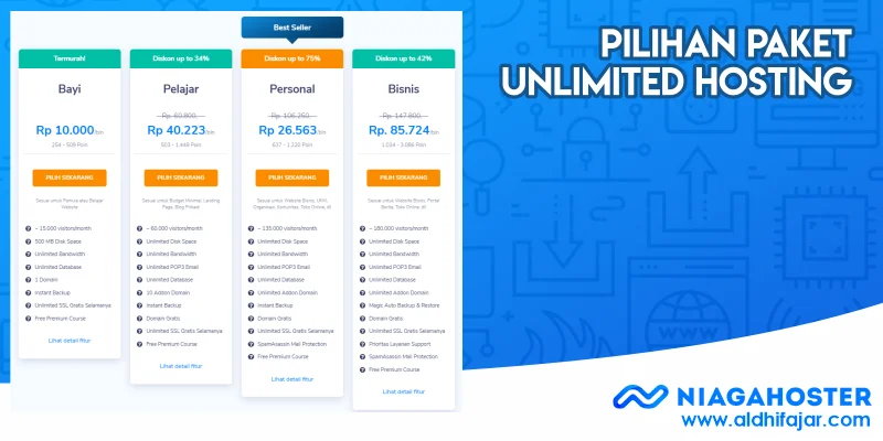 Hosting Murah yang Cocok untuk Para Blogger 5 Pilihan Paket Unlimited Hosting Niagahoster