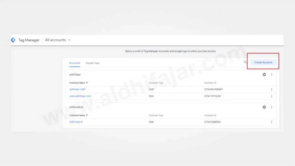 Create akun google tag manager GTM