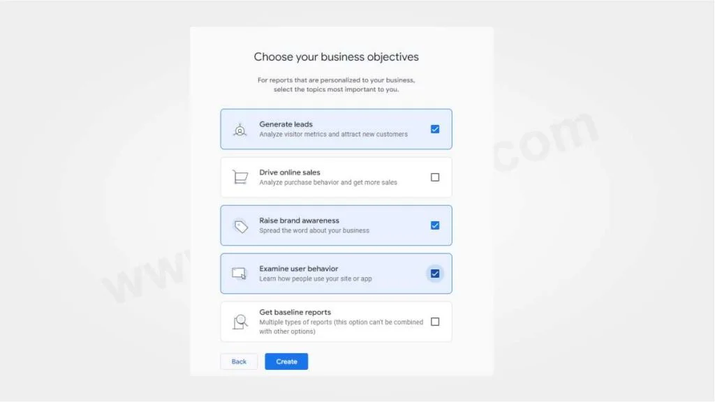 create bussines objective di GA4