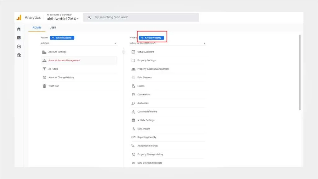 Create Property saat pemasangan GA4