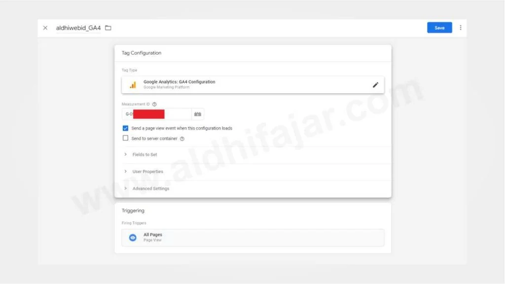 set tag manager GA4